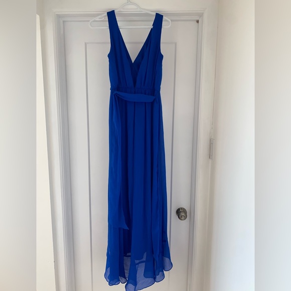 David’s bridal ruffle trim chiffon faux wrap dress - Picture 2 of 4